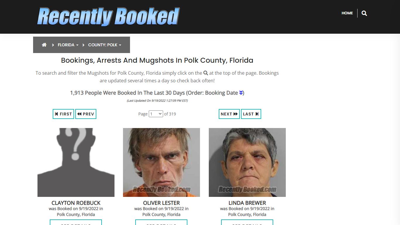 Recent bookings, Arrests, Mugshots in Polk County, Florida